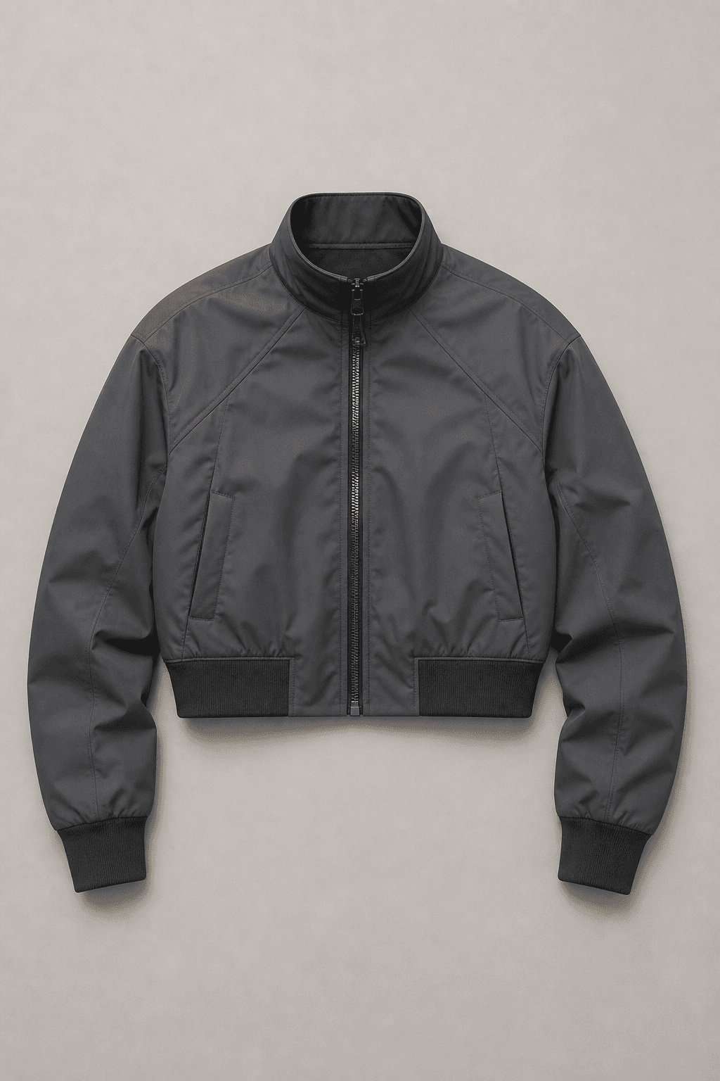 Cropped Nylon Bomber — flat-lay input