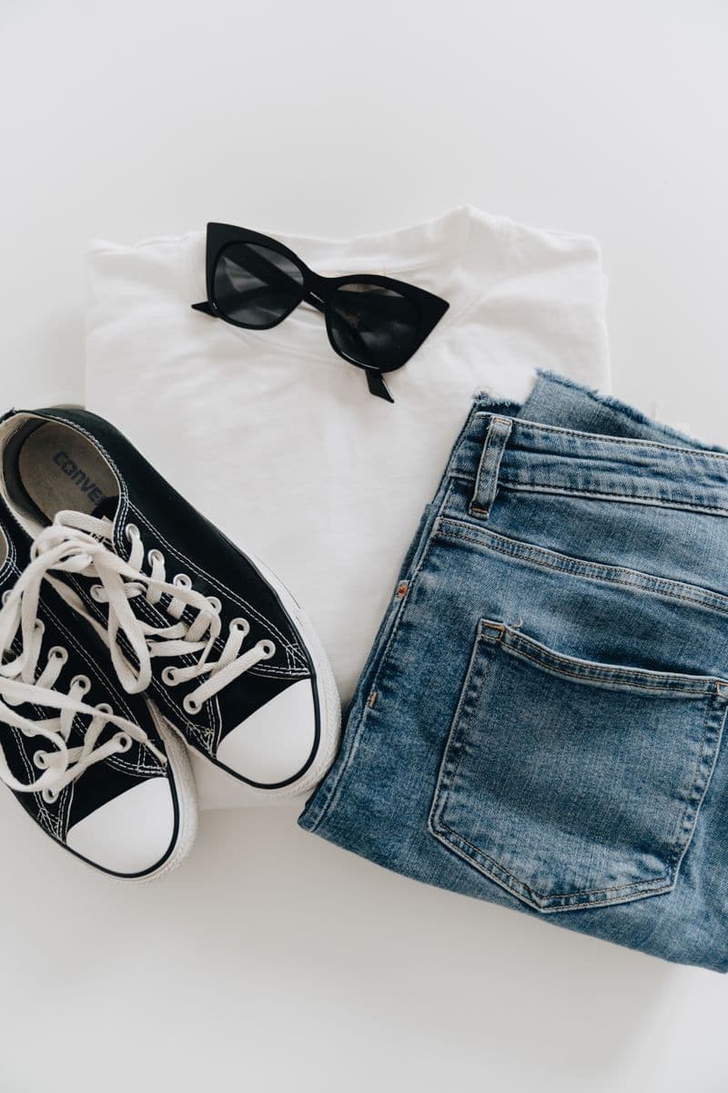 White Tee & Sneakers — flat-lay input